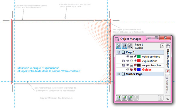 gabarit de carte CorelDraw