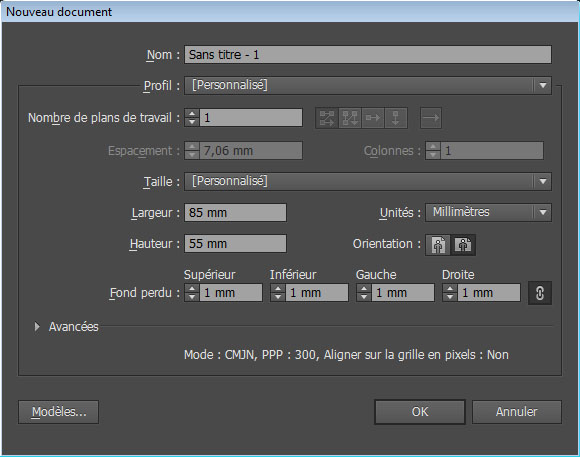 nouveau document sous Illustrator